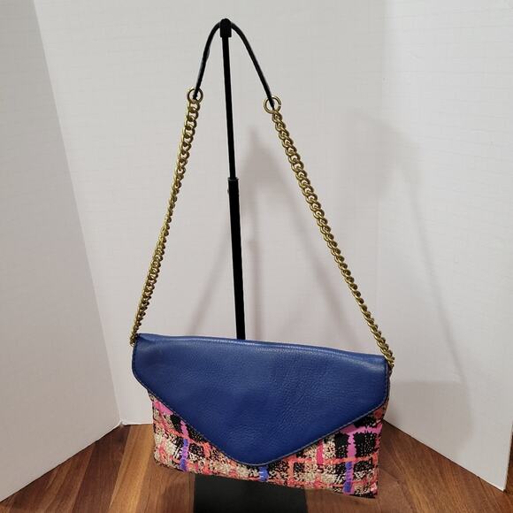 J. Crew Leather and Silk Handbag Chain and Leather Strap